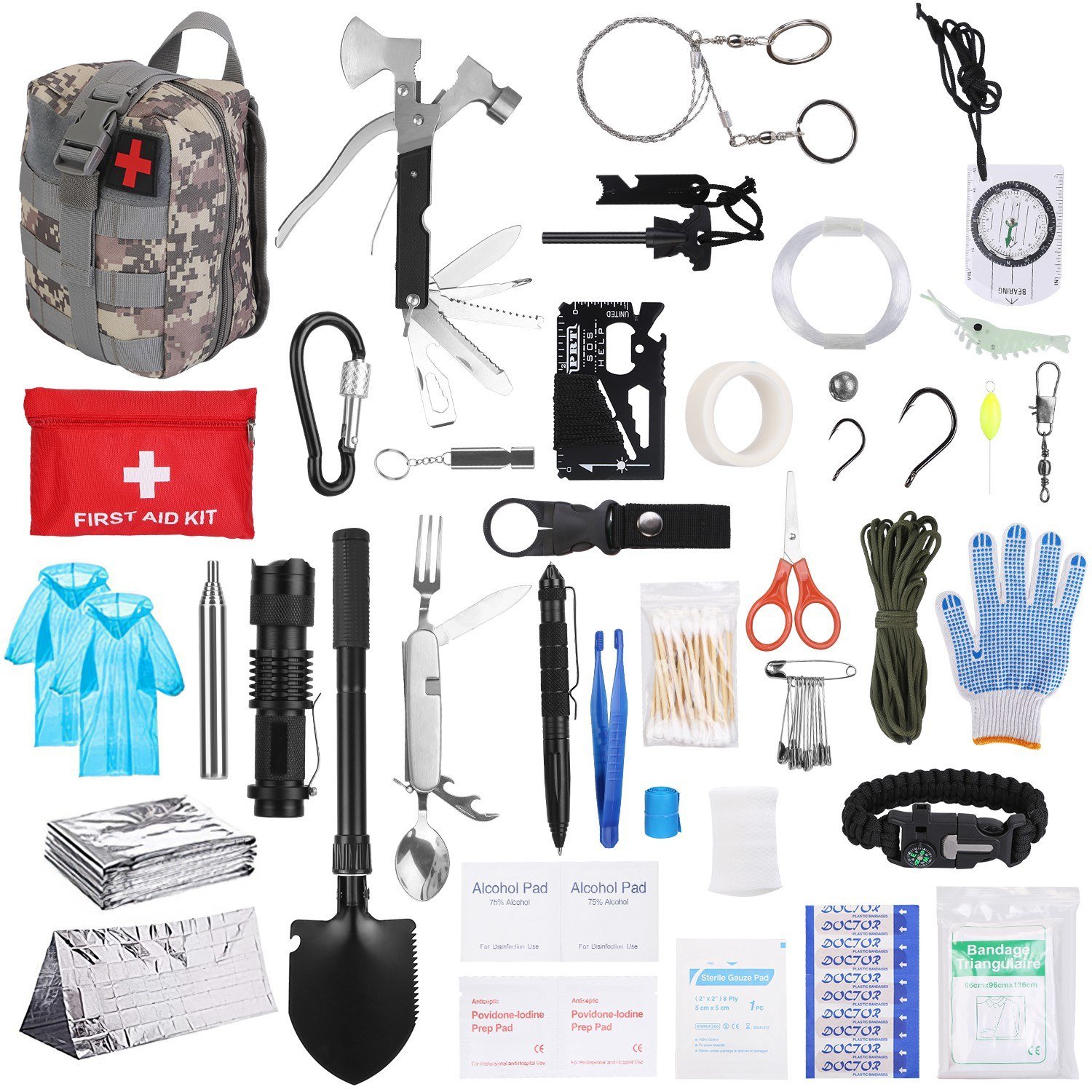 125Pcs Survival Kits Supplies for Outdoors 125Pcs Survival Kits Supplies for Outdoors