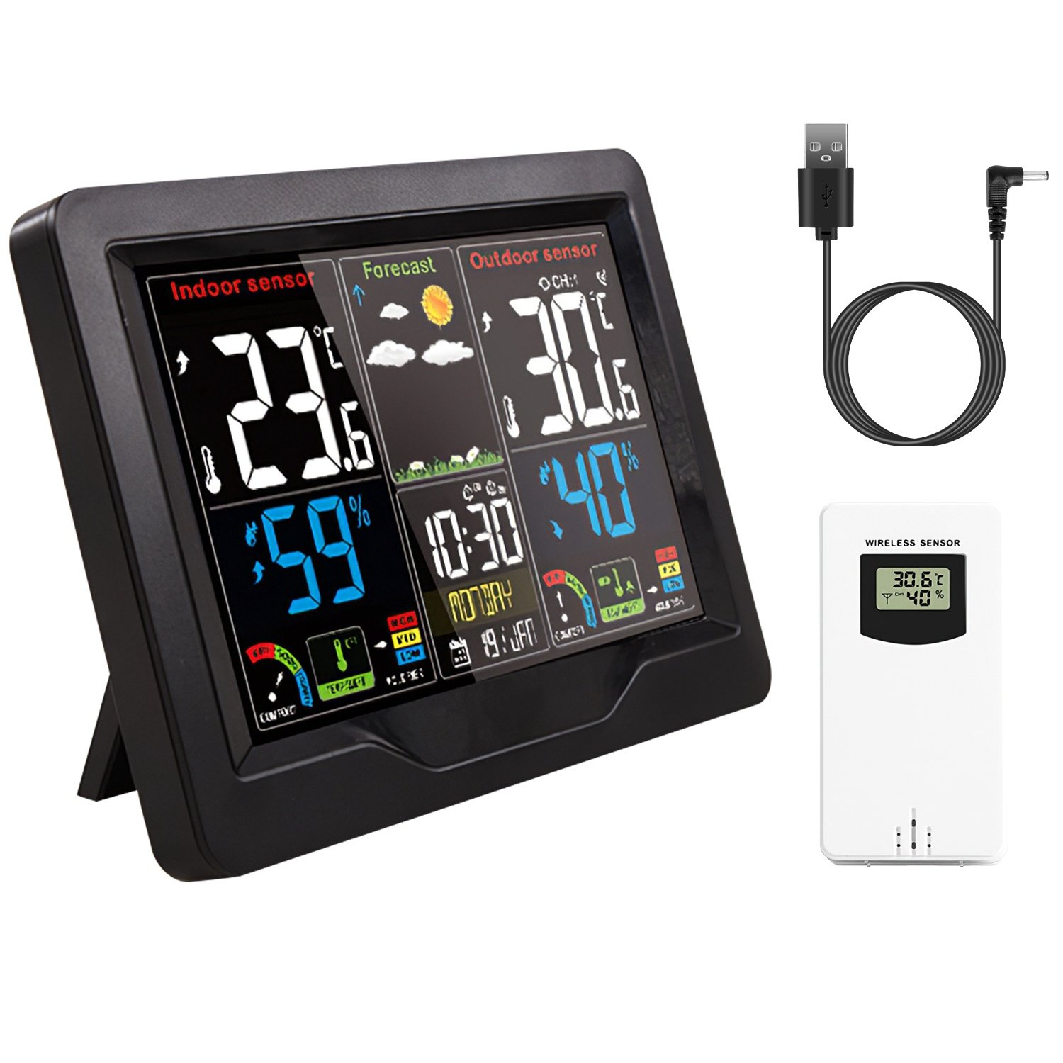Weather Station Alarm Clock Wireless Sensor Indoor Outdoor Thermometer Weather Station Alarm Clock Wireless Sensor Indoor Outdoor Thermometer